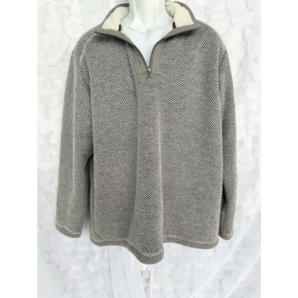 ORVIS Mens Extra Large XL Gray Quarter 1/4 Zip Pullover Textured Fleece Lined - Picture 3 of 10